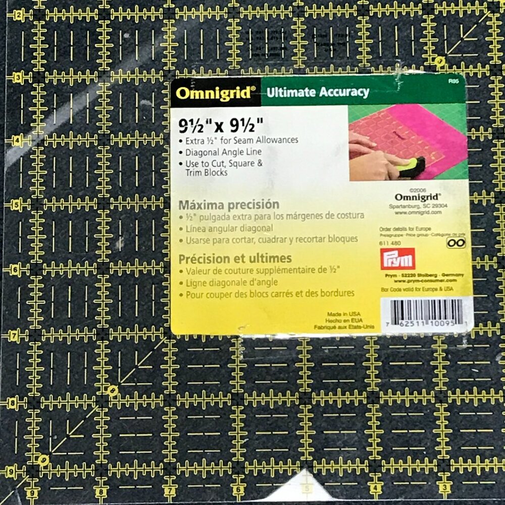 Square Quilting Ruler - 9.5" x 9.5" - Picture 2 of 3